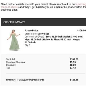 Never worn Azazie Bridesmaid Dress in Dusty Sage